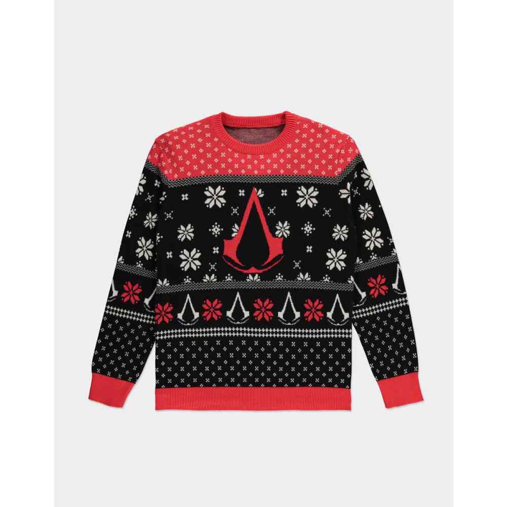 Assassin s Creed Logo Weihnachtspullover Schwarz Rot Attitude De
